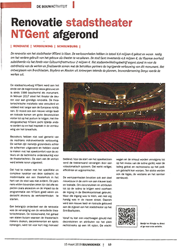 Bouwkroniek - Renovatie stadstheater NTGent afgerond