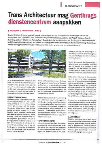 Bouwkroniek - Trans architectuur mag Gentbrugs diesntencentrum aanpakken