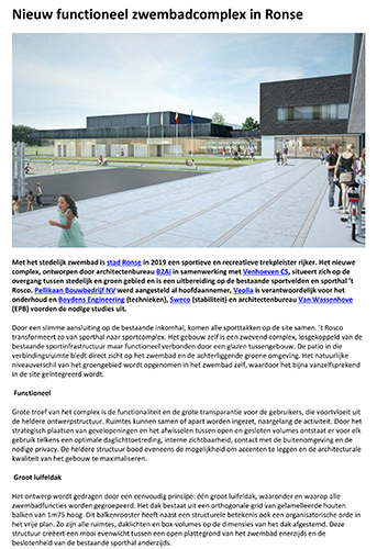 Nieuw functioneel zwembadcomplex in Ronse